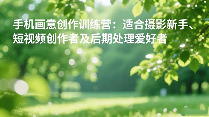 手机摄影之画意创作训练营:适合摄影新手、短视频创作者及后期处理爱好者-夜晚笔记